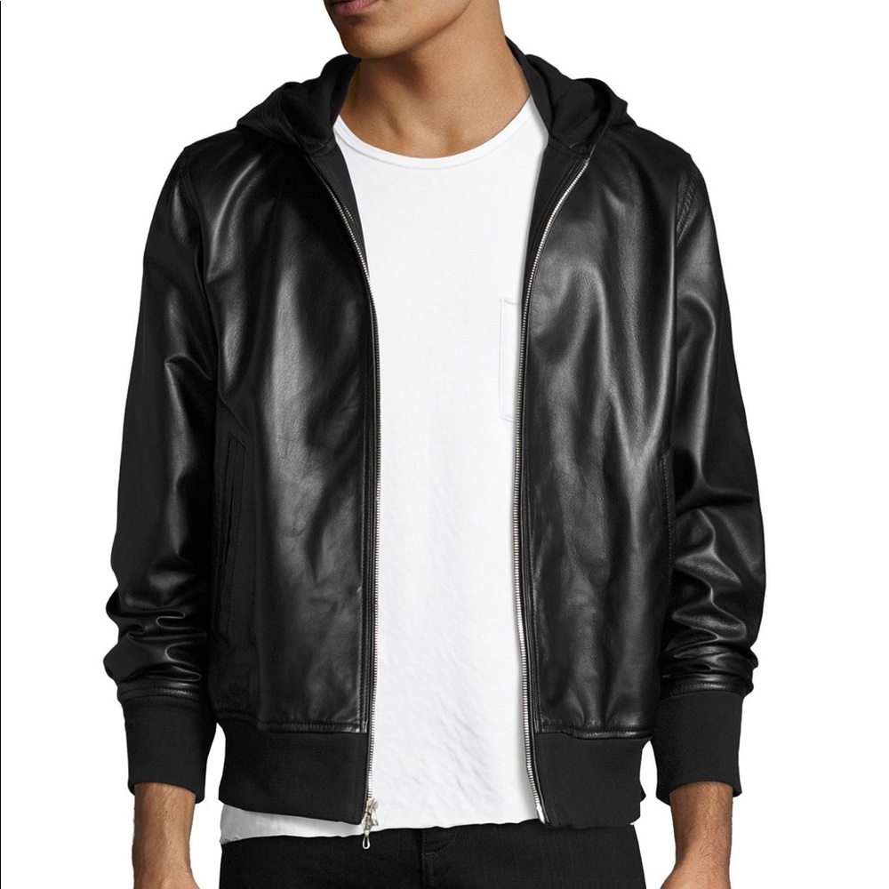 Rag & Bone  Leather Zip-Front Hoodie